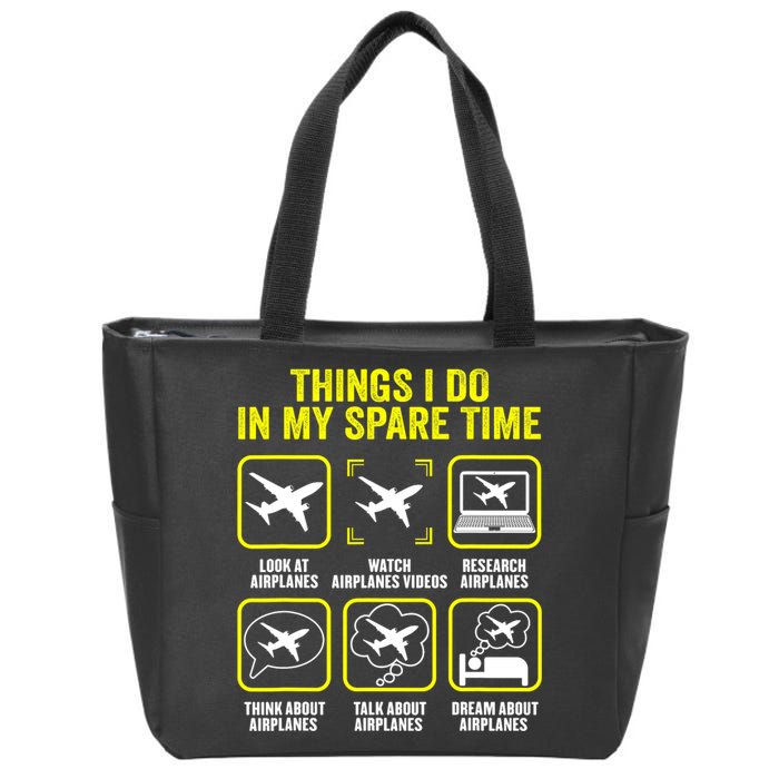 Things I Do In My Spare Time Airplanes Aviation Pilot Zip Tote Bag