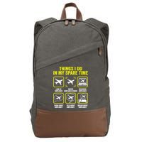 Things I Do In My Spare Time Airplanes Aviation Pilot Cotton Canvas Backpack