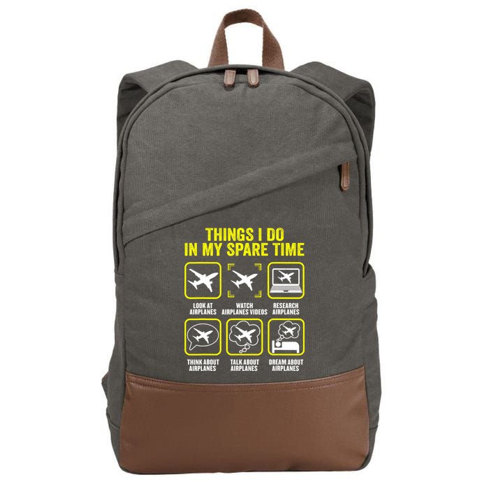 Things I Do In My Spare Time Airplanes Aviation Pilot Cotton Canvas Backpack