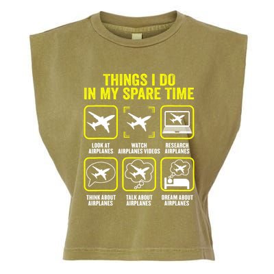 Things I Do In My Spare Time Airplanes Aviation Pilot Garment-Dyed Women's Muscle Tee