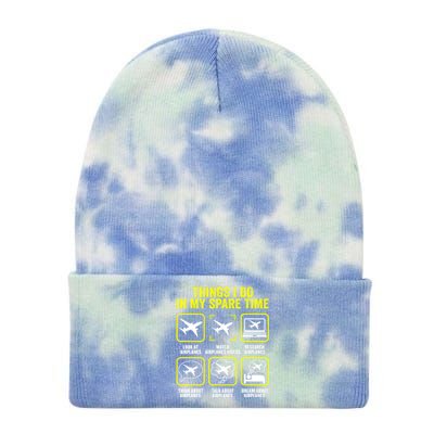 Things I Do In My Spare Time Airplanes Aviation Pilot Tie Dye 12in Knit Beanie