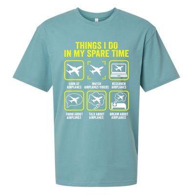 Things I Do In My Spare Time Airplanes Aviation Pilot Sueded Cloud Jersey T-Shirt