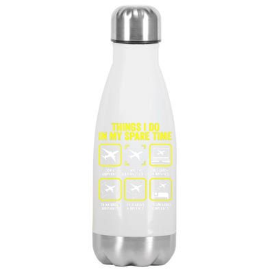 Things I Do In My Spare Time Airplanes Aviation Pilot Stainless Steel Insulated Water Bottle