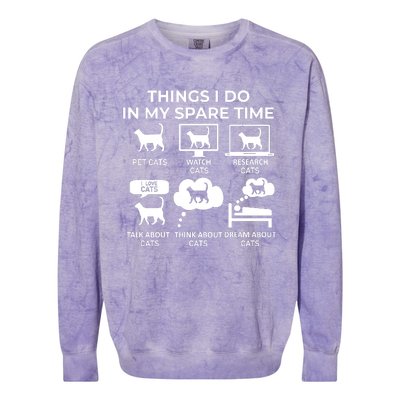 Things I Do In My Spare Time Cats Colorblast Crewneck Sweatshirt