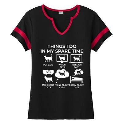 Things I Do In My Spare Time Cats Ladies Halftime Notch Neck Tee