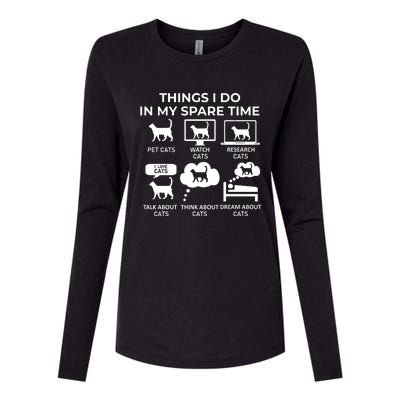 Things I Do In My Spare Time Cats Womens Cotton Relaxed Long Sleeve T-Shirt