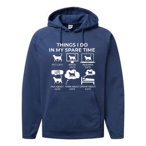 Things I Do In My Spare Time Cats Performance Fleece Hoodie