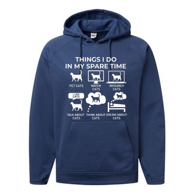 Things I Do In My Spare Time Cats Performance Fleece Hoodie