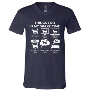 Things I Do In My Spare Time Cats V-Neck T-Shirt