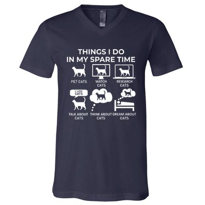 Things I Do In My Spare Time Cats V-Neck T-Shirt