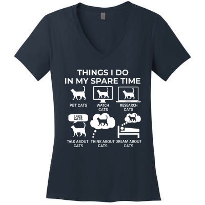 Things I Do In My Spare Time Cats Women's V-Neck T-Shirt