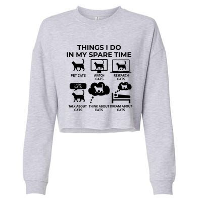 Things I Do In My Spare Time Cats Cropped Pullover Crew