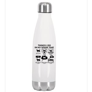 Things I Do In My Spare Time Cats Stainless Steel Insulated Water Bottle