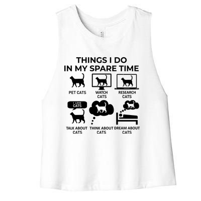 Things I Do In My Spare Time Cats Women's Racerback Cropped Tank