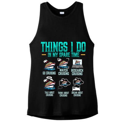 Things I Do In My Spare Time Cruising funny Cruise Ladies PosiCharge Tri-Blend Wicking Tank