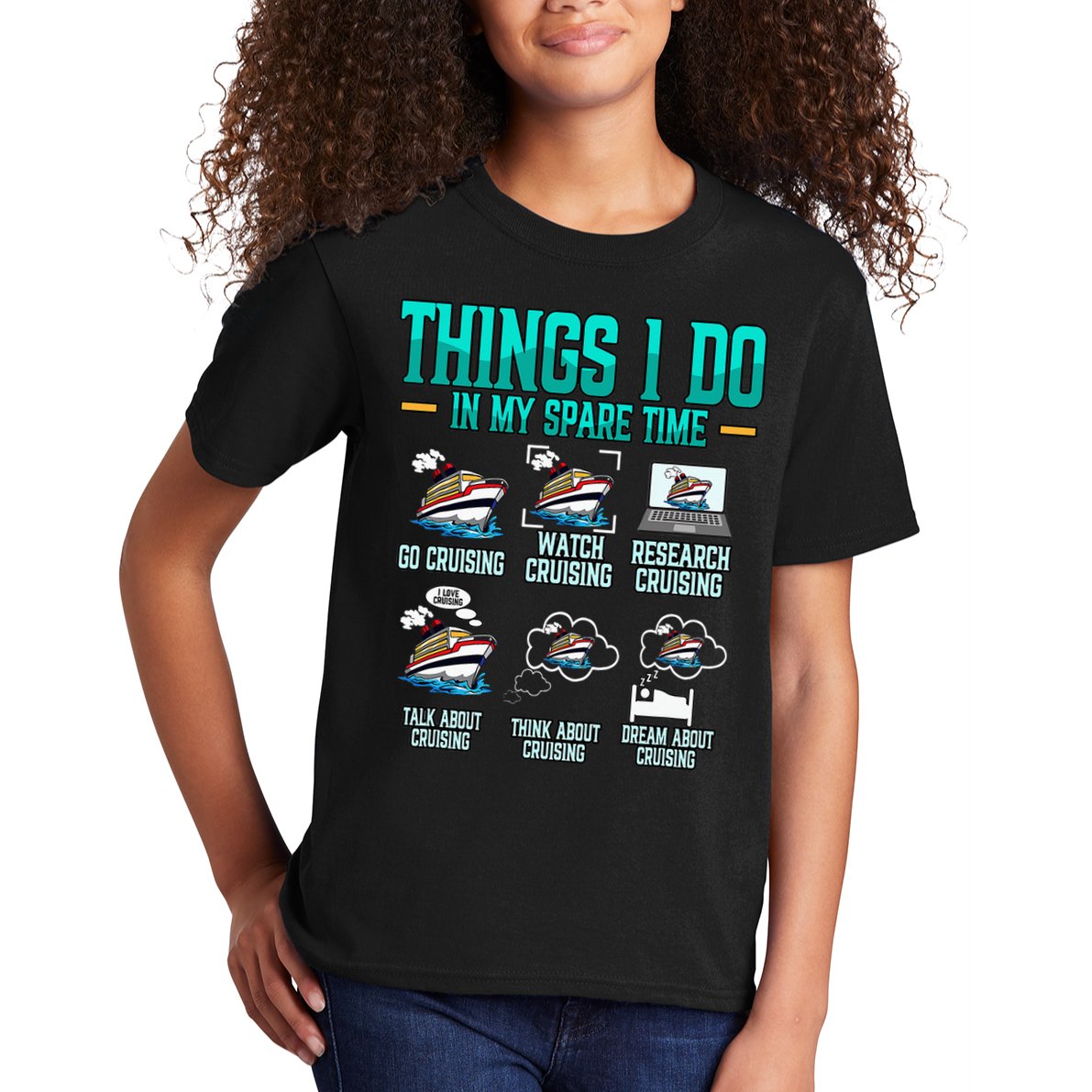 Things I Do In My Spare Time Cruising funny Cruise Kids T-Shirt