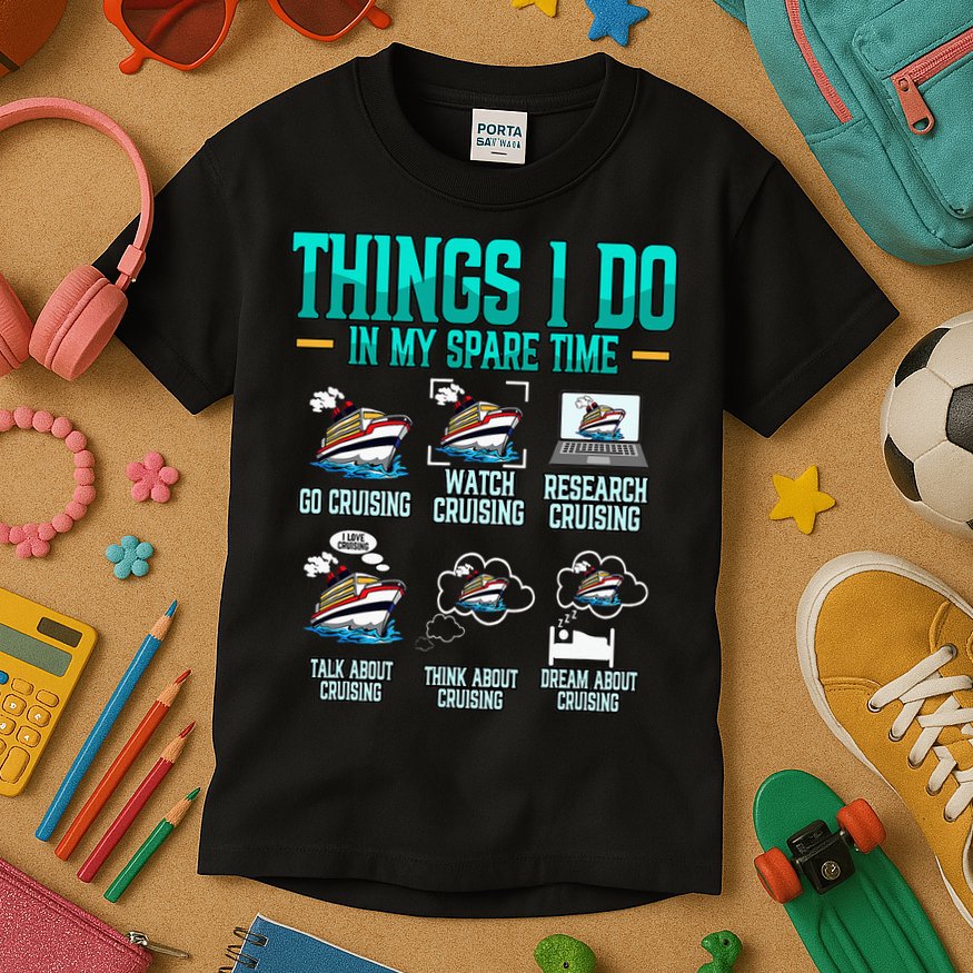 Things I Do In My Spare Time Cruising funny Cruise Kids T-Shirt