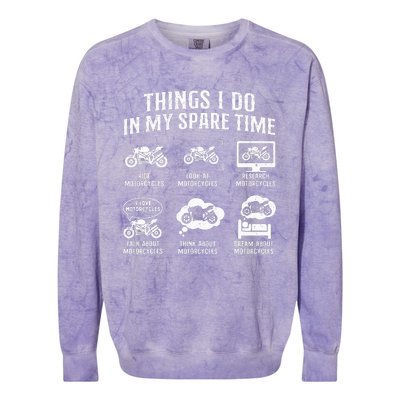 Things I Do In My Spare Time Biker Motorcycle Rider Riding Colorblast Crewneck Sweatshirt