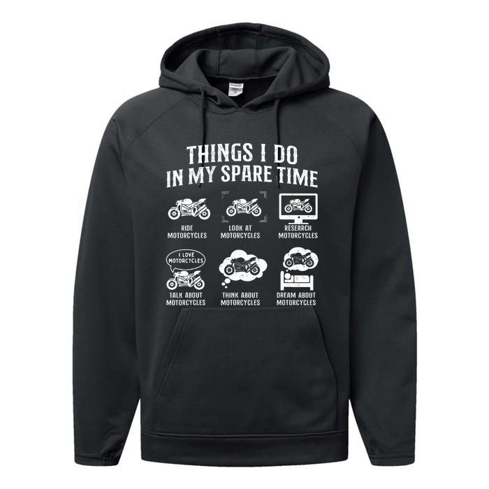 Things I Do In My Spare Time Biker Motorcycle Rider Riding Performance Fleece Hoodie