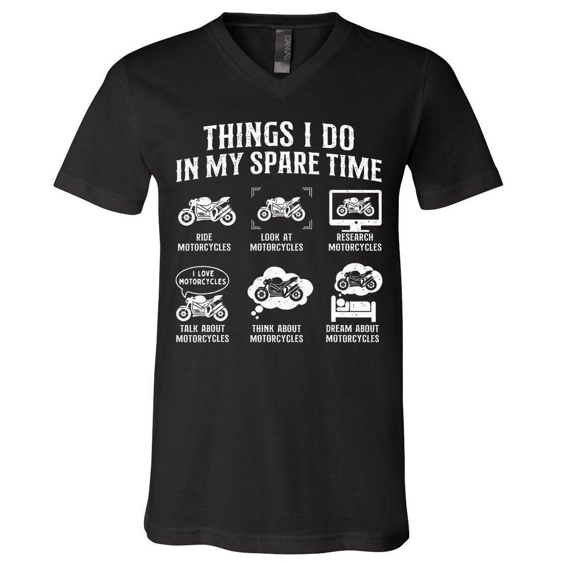 Things I Do In My Spare Time Biker Motorcycle Rider Riding V-Neck T-Shirt