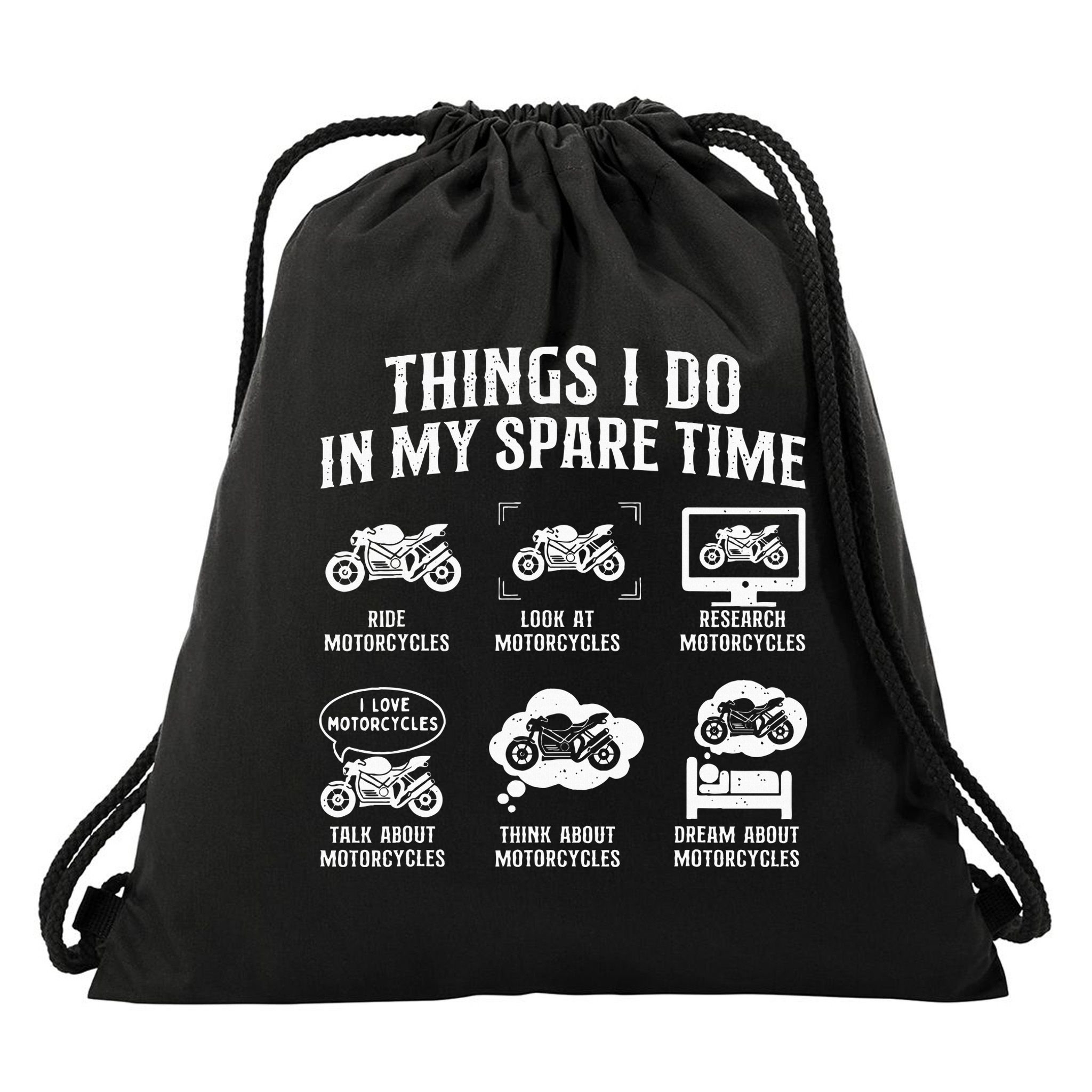 Things I Do In My Spare Time Biker Motorcycle Rider Riding Drawstring Bag