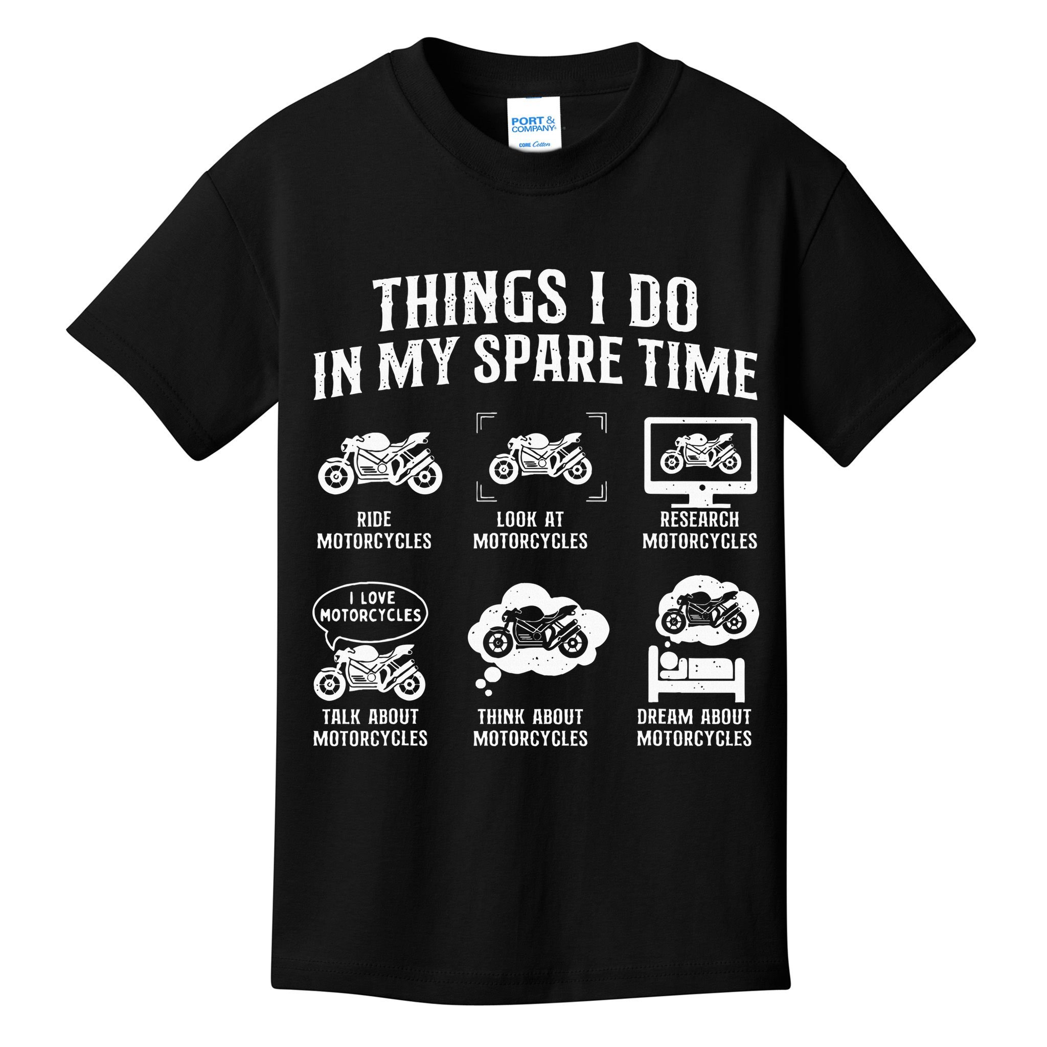 Things I Do In My Spare Time Biker Motorcycle Rider Riding Kids T-Shirt