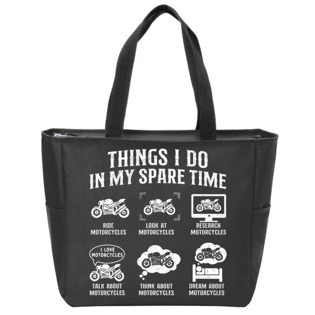 Things I Do In My Spare Time Biker Motorcycle Rider Riding Zip Tote Bag