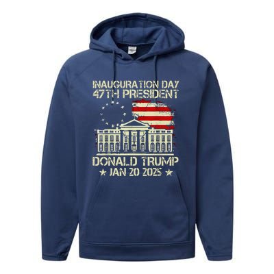 Trump Inauguration Day 2025 47th Usa President White House Performance Fleece Hoodie