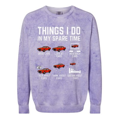 Things I Do In My Spare Time Funny Car Enthusiast Colorblast Crewneck Sweatshirt