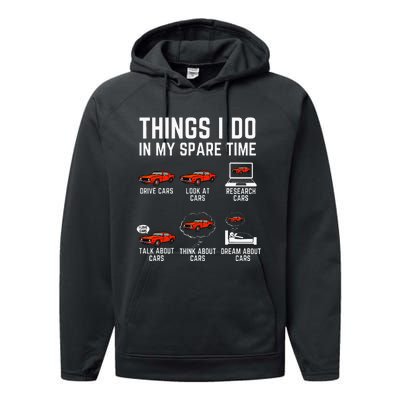 Things I Do In My Spare Time Funny Car Enthusiast Performance Fleece Hoodie