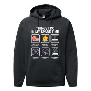 Things I Do In My Spare Time Corals For Aquarium Aquarist Performance Fleece Hoodie