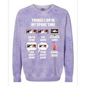 Things I Do In My Spare Time Anime And Boba Gift Colorblast Crewneck Sweatshirt