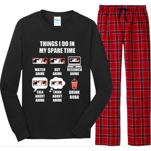 Things I Do In My Spare Time Anime And Boba Gift Long Sleeve Pajama Set