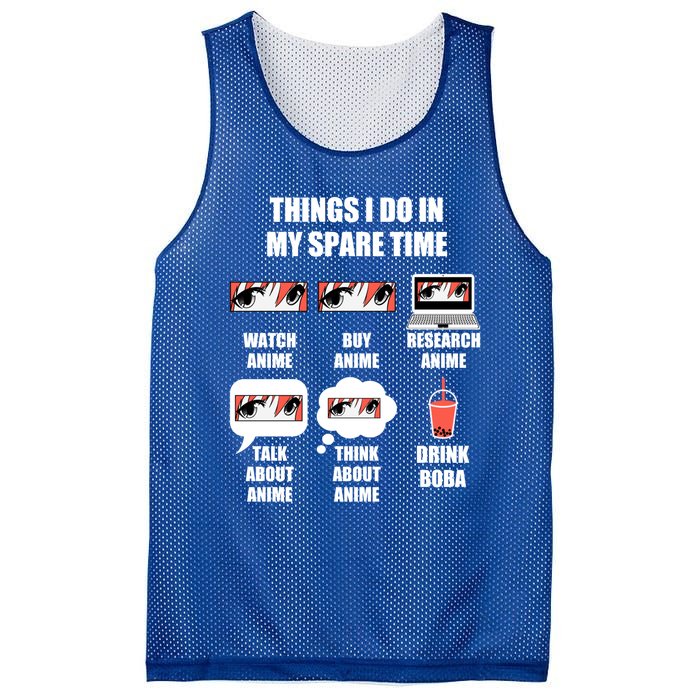 Things I Do In My Spare Time Anime And Boba Gift Mesh Reversible Basketball Jersey Tank