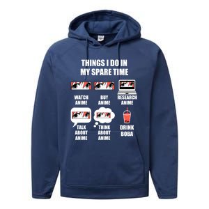 Things I Do In My Spare Time Anime And Boba Gift Performance Fleece Hoodie