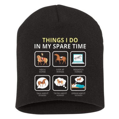 Things I Do In My Spare Time Horse For Wo Ladies Short Acrylic Beanie