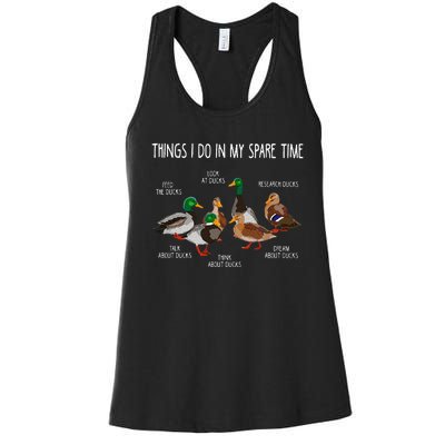 Things I Do In My Spare Time Ducks Lover Animal Birds Duck Women's Racerback Tank