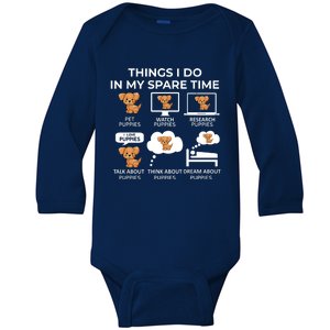 Things I Do In My Spare Time Puppies Baby Long Sleeve Bodysuit