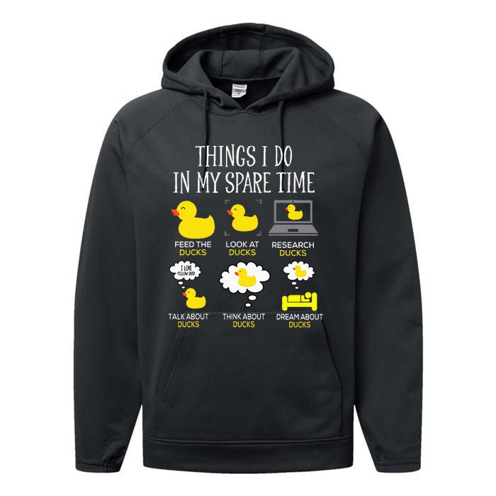 Things I Do In My Spare Time Ducks Love Cute Duck Mom Dad Performance Fleece Hoodie