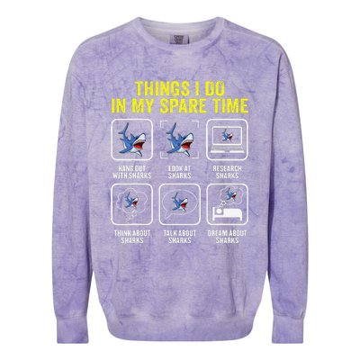 Things I Do In My Spare Time Shark Lover Ocean Wildlife Colorblast Crewneck Sweatshirt