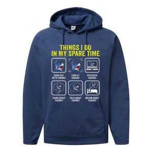 Things I Do In My Spare Time Shark Lover Ocean Wildlife Performance Fleece Hoodie