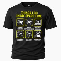 Things I Do In My Spare Time Airplanes Aviation Pilot Cooling Performance Crew T-Shirt