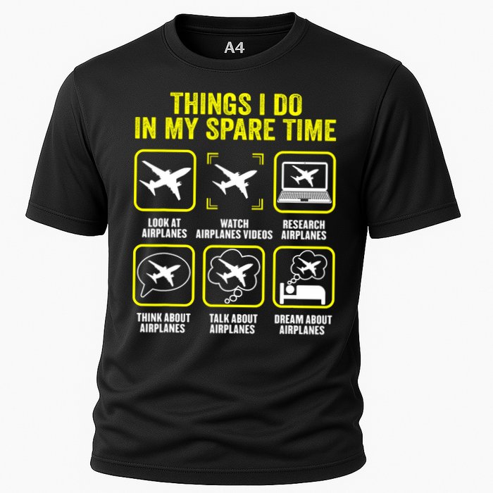 Things I Do In My Spare Time Airplanes Aviation Pilot Cooling Performance Crew T-Shirt