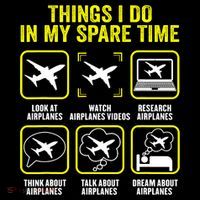 Things I Do In My Spare Time Airplanes Aviation Pilot Tall T-Shirt
