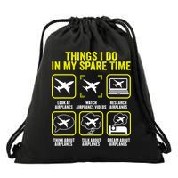 Things I Do In My Spare Time Airplanes Aviation Pilot Drawstring Bag