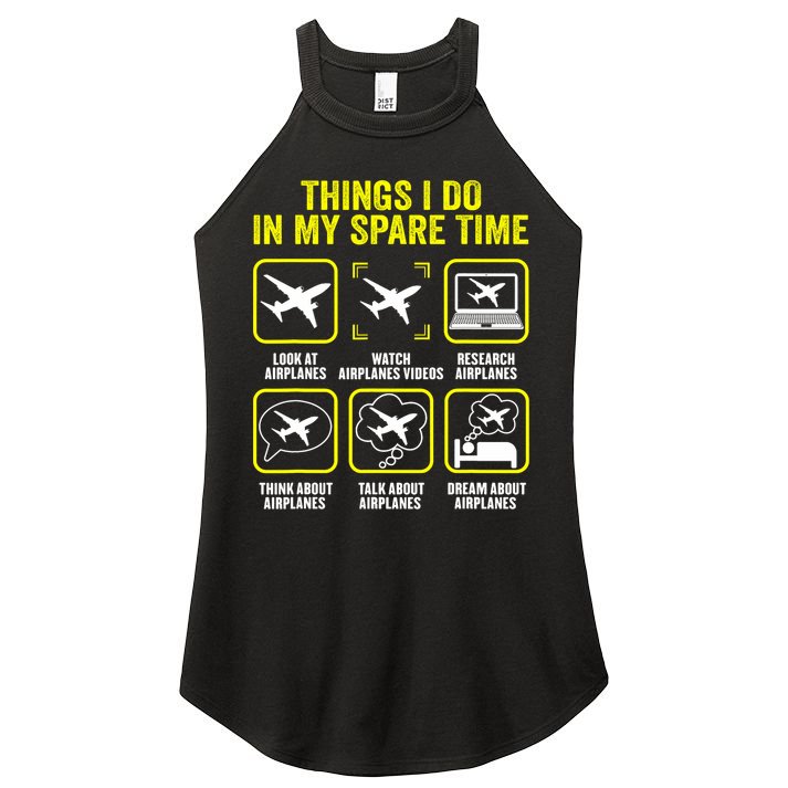 Things I Do In My Spare Time Airplanes Aviation Pilot Women's Perfect Tri Rocker Tank