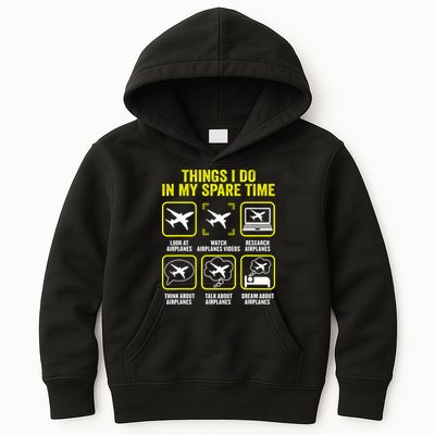 Things I Do In My Spare Time Airplanes Aviation Pilot Kids Hoodie
