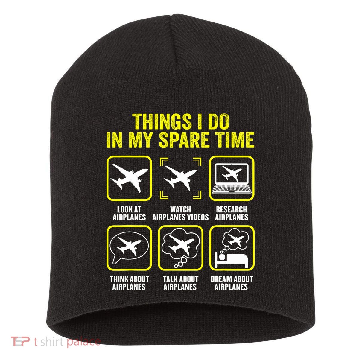 Things I Do In My Spare Time Airplanes Aviation Pilot Short Acrylic Beanie