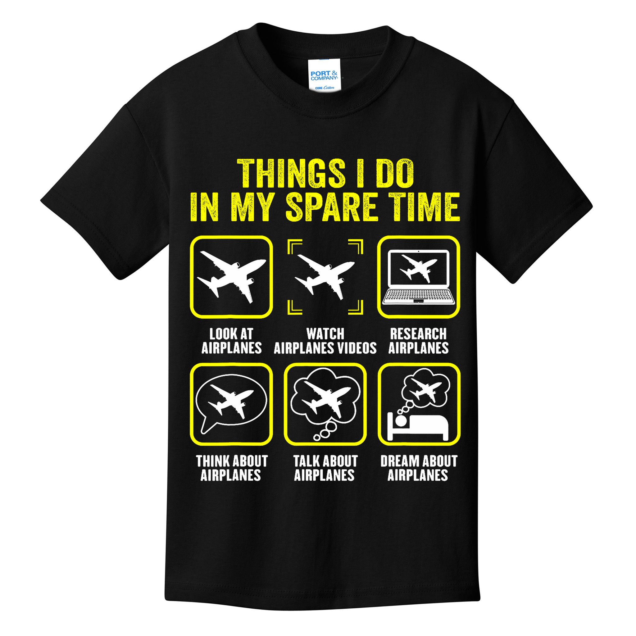 Things I Do In My Spare Time Airplanes Aviation Pilot Kids T-Shirt