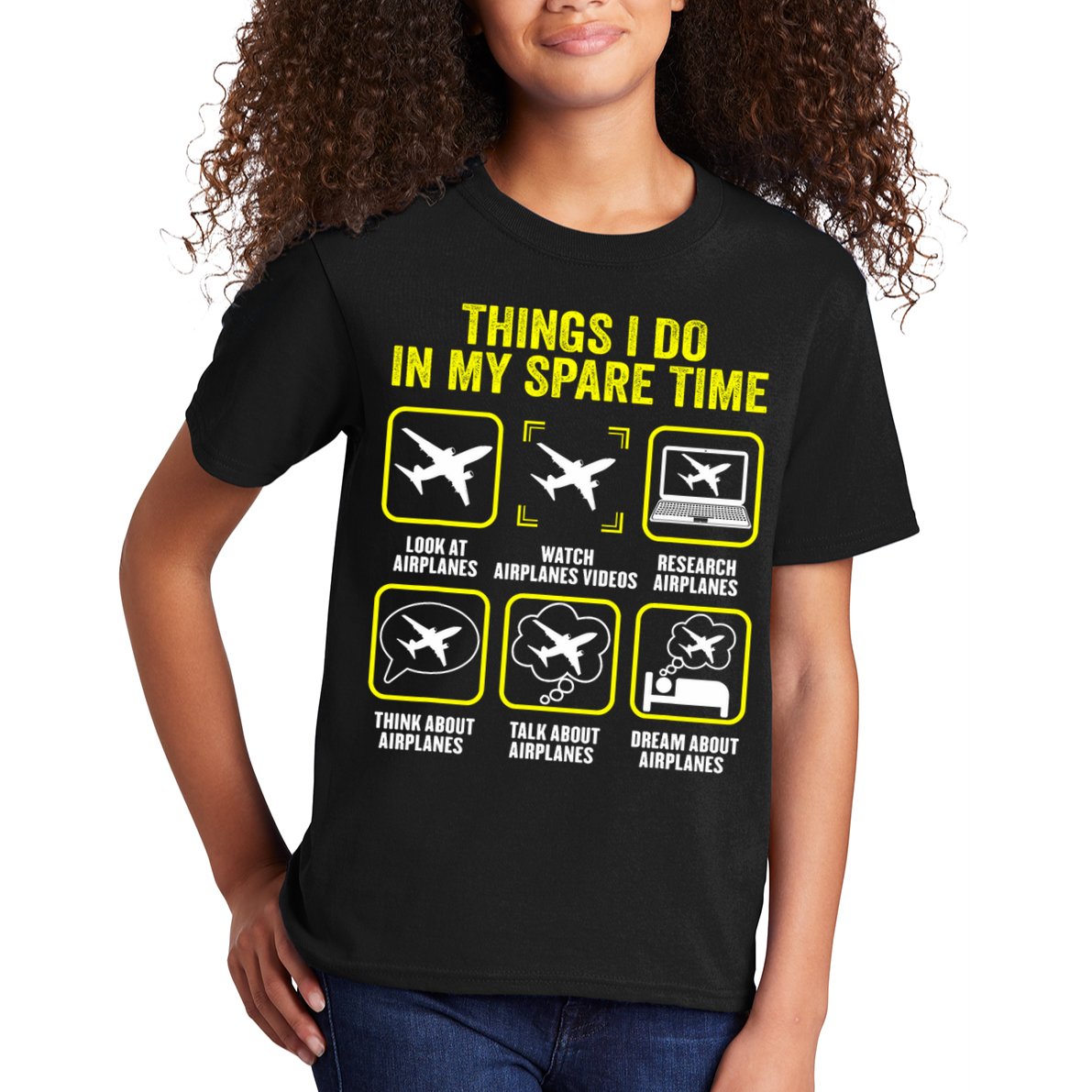 Things I Do In My Spare Time Airplanes Aviation Pilot Kids T-Shirt